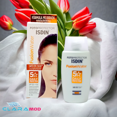 Photoroom-20240523_135630 ضد آفتاب بی رنگ ایزدین ISDIN Fotoprotector Fusion Water SPF 50 - Image 6